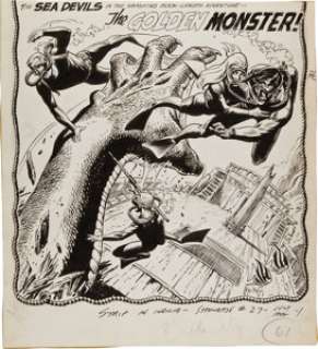 Russ Heath Showcase #27 First Appearance of the Sea Devils Splash Page 1 Original Art (DC, 1960). The DC house ads -