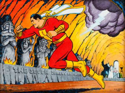 C. C. Beck Shazam, The World‘s Mightiest Mortal Painting Original Art (1981). This incredible original acrylic by -