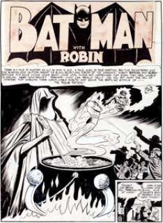 Bob Kane, Jerry Robinson, and George Roussos Batman #9 "The Four Fates" Title Page 1 Original Art (DC, -