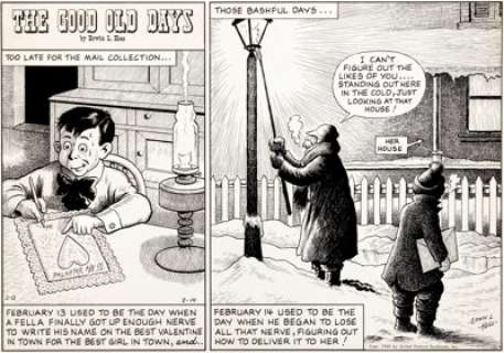 Erwin L. Hess The Good Old Days Sunday Comic Strip Original Art dated 2-14-60 (United Feature Syndicate, -