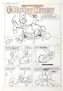 Marty Taras Harvey Hits #60 (Paramount Animated Comics #1) Complete 5-page Baby Huey Story Original Art -