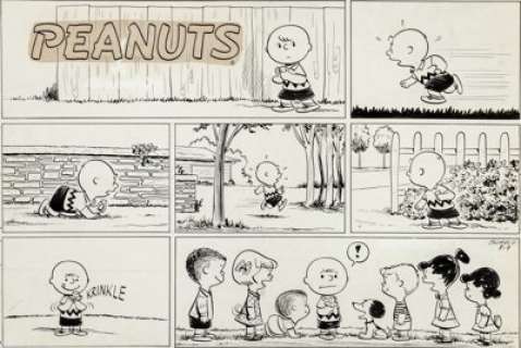 Charles Schulz Peanuts Sunday Comic Strip Charlie Brown and Friends Original Art dated 8-9-53 (United - | Heritage
