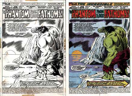 Herb Trimpe, Sal Trapani - incredible hulk #164 p 1 (huge hulk splash) 1973