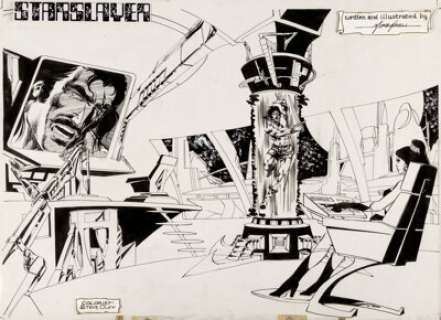 Mike Grell Starslayer #2 Double Splash Pages 2-3 Original Art (Pacific, 1982). A key moment in the story, -