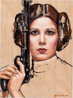 Olivia (Olivia De Berardinis) - Carrie Fisher as Princess Leia Painting Original Art (2017)....
