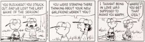 Charles Schulz Peanuts Daily Comic Strip Charlie Brown, Lucy, and Linus Original Art dated 9-14-90 (United Feature... | Heritage