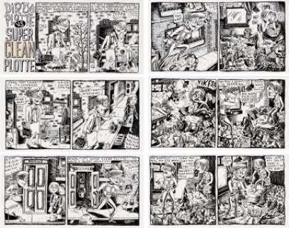 Julie Doucet Dirty Plotte #4 Partial Story Pages 1-2 Original Art (Drawn & Quarterly, 1991).... (Total: 2 Original Art)