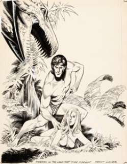 Russ Manning Edgar Rice Burroughs‘ Tarzan of the Apes in The Land That Time Forgot Cover Original Art (Treasure Ho...