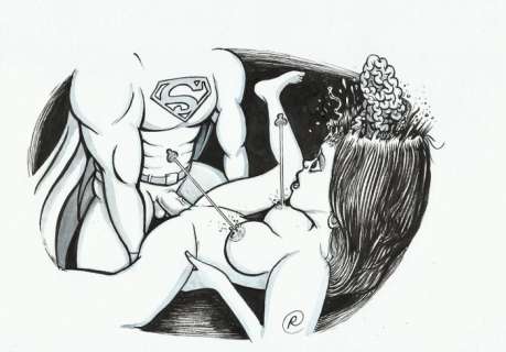 Ramis | Ramis - Original drawing - underground comic - sexy girl - Superman: too strong - EO | Catawiki