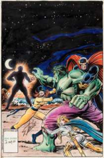  - Herb Trimpe, Bob Layton, and Steve Oliff Defenders #69 Hand-Colored Cover Original Art (Marvel, 1978)....
