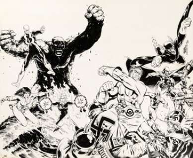  - Michael Golden and Mike Gustovich Justice Machine Annual Wraparound Cover The Elementals Original Art (Texas Comic...