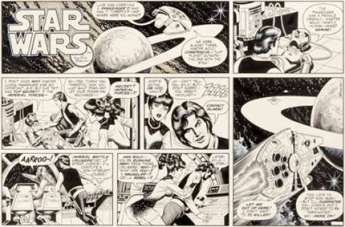  - Russ Manning Star Wars Sunday Comic Strip Han Solo and C-3PO Original Art dated 4-15-79 (Los Angeles Times Syndica...