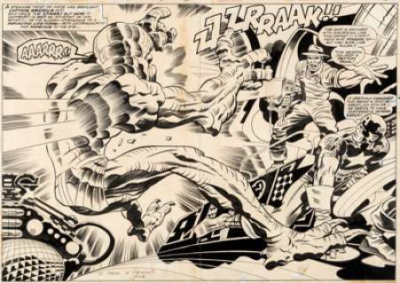 Jack Kirby, Frank Giacoia, and John Verpoorten Captain America Annual #3 Double Splash Page 2-3 Original Art (Marv...