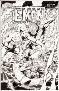 Joe Staton E-Man #25 Cover Original Art (First, 1985)....