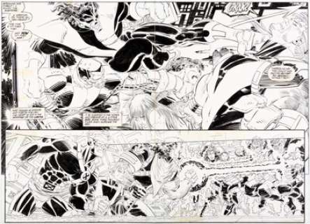 John Romita Jr. and Dan Green - Uncanny X-Men #300 Double Page Spread 33-34 Original Art (Marvel, 1993).