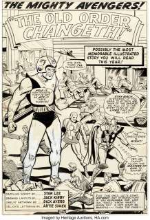 Kirby, Jack | Jack Kirby and Dick Ayers The Avengers #16 Splash Page 1 Original Art (Marvel, 1965).... | Heritage