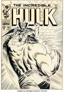 Severin, Marie - Marie Severin and Frank Giacoia Incredible Hulk #107 Cover Original Art (Marvel, 1968)....