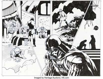 Ramon Bachs Age of Rebellion - Darth Vader #1 Double Splash Page 7-8 Original Art (Marvel, 2019).... (Total: 2 Original Art)