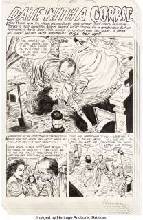 Sekowsky, Mike - Mike Sekowsky and Mike Peppe The Unseen #15 Complete 5-Page Story "Date with a Corpse" Original Art (Pines, 1954).... (Total: 5 Original Art)