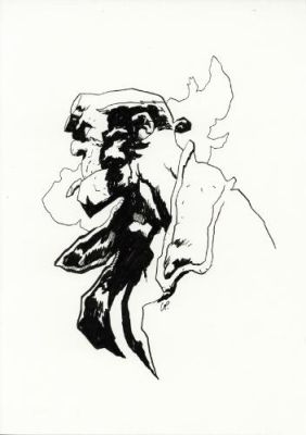 Cyrille Pomès | Hellboy, nothing but blood, illustration Hellboy | Galerie 9ème Art
