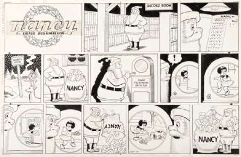 Bushmiller, Ernie - Ernie Bushmiller Nancy Sunday Comic Strip Original Art dated 12-19-43 (United Feature Syndicate, 1943)....