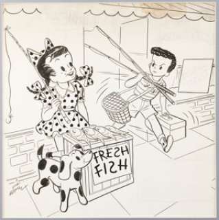 Herman, Vic - Vic Herman Little Dot Cover Prototype Unfinished Original Art (Harvey Enterprises, c. 1950)....