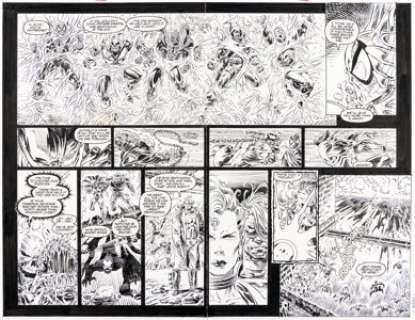 Kubert, Adam - Adam Kubert and Bill Reinhold Ghost Rider / Blaze: Spirits of Vengeance #5 Double Page Spread 18-19 Original Art (...