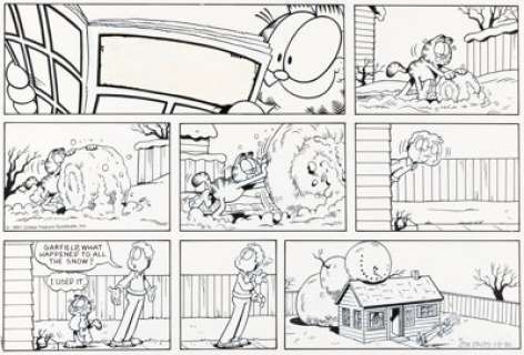 Davis, Jim | Jim Davis Garfield Sunday Comic Strip Original Art dated 1-5-92 (United Feature Syndicate, 1992). ... | Heritage