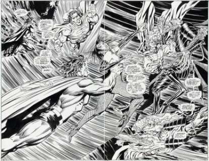 Michael Dutkiewicz and Dennis Janke - Superman: Man of Steel #42 Double Page Spread 18-19 Original Art (DC, 1995).... (Total: 2 Original Art)