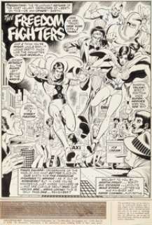Rick Estrada and Mike Royer - Freedom Fighters #1 Splash Page 1 Original Art (Marvel, 1976)....