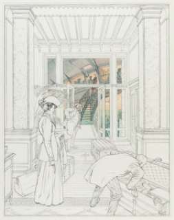 François Schuiten | La Maison Autrique, Le Départ Illustration Original Art (2004). | Heritage