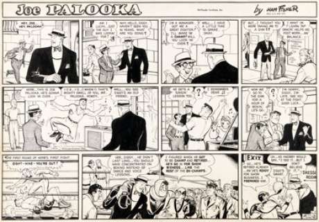 Ham Fisher Joe Palooka Sunday Comic Strip Original Art dated 4-3 (McNaught Syndicate, c. 1940s-‘50s).