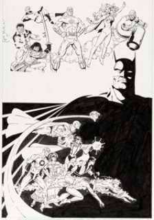 George Pérez and Karl Kesel History of the DC Universe #2 Story Page 31 Batman Illustration Original Art (DC, 1987).