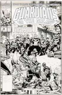 Jim Valentino and Tom Morgan Guardians of the Galaxy #18 Cover Original Art (Marvel, 1991).