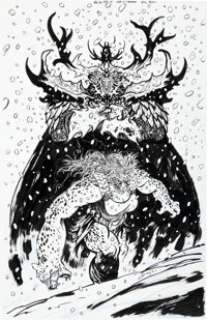 Daniel Warren Johnson Wonder Woman 80th Anniversary 100-Page Super Spectacular #1 "Villains" Cheetah and Aries Pin-Up Original Art (2021).