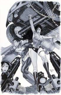 Paul Renaud Superman / Wonder Woman #28 Cover and Color Re-Creation Original Art Group of 2 (DC, 2015). (Total: 2 Original Art)