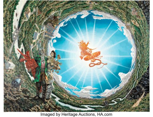 Robert Williams Psychic Pedestrians On a Spiral Horizon (Barycenter) Painting Original Art (1971). | Heritage