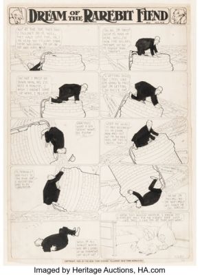 Winsor McCay (as Silas) Dream Of The Rarebit Fiend Comic Strip Original Art (New York Evening Telegram, 1905).