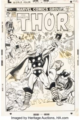 Gil Kane and Dan Adkins Thor #239 Cover Original Art (Marvel, 1975).