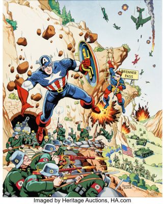 Alex Schomburg Captain America Comics #33 Cover Re-Creation Painting Original Art (undated). | Heritage