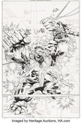Adam Kubert and Joe Kubert The Incredible Hulk #464 Silver Surfer Cover Original Art (Marvel, 1998).