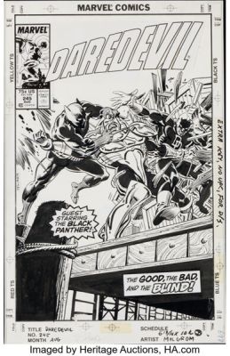 Al Milgrom Daredevil #245 Black Panther Cover Original Art (Marvel, 1987). | Heritage
