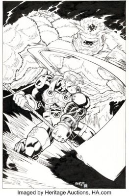 Ed McGuinness and Nathan Massengill Cable #59 Unused Cover Original Art (Marvel, 1998).