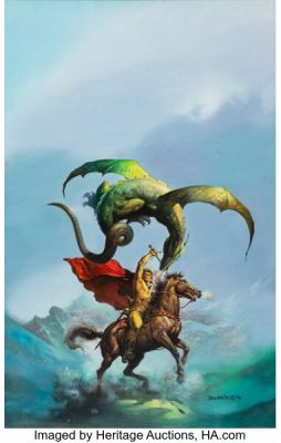 Boris Vallejo The Web Of Wizardry Paperback Cover Painting Original Art (Del Rey, 1978). | Heritage