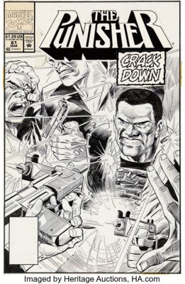 Val Mayerik and Al Williamson The Punisher #61 Cover Original Art (Marvel, 1992).