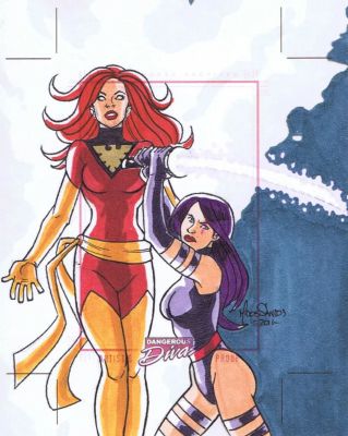 Mark dos Santos | Phoenix & Psylocke - Marvel’s Dangerous Divas Artist Proof By Mark dos Santos | ComicArtFans Classifieds