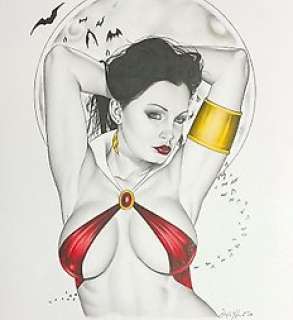 Don Monroe - 18 x 25 cm. - Vampirella - Don Monroe - Vampirella coloured drawing - Page volante - Exemplaire unique - (2008)