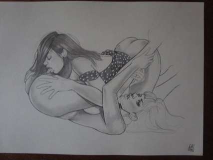 Camy Fleur | Camy Fleur - dessin original "Entre Fille" | Catawiki