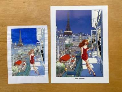 Franka - Voorstel inkleuring prent: Parijs zomernacht + prent - (2008) | Catawiki