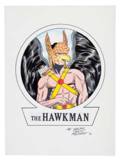 THE HAWKMANâ€ FULL COLOR ORIGINAL ART BY GOLDEN AGE ARTIST SHELDON MOLDOFF. | Hake’s